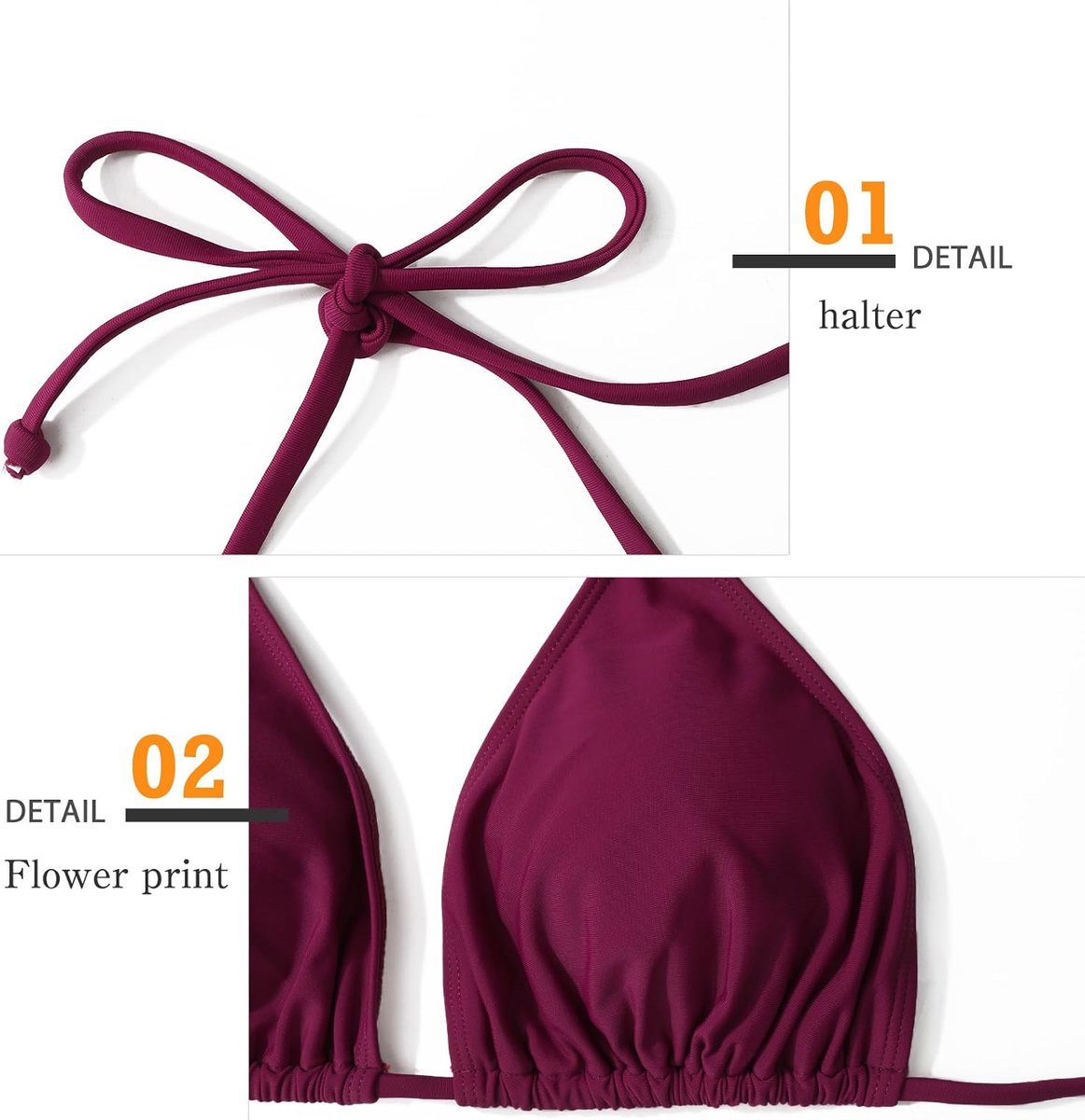 Bikiniset, driehoekige tanga, badpak, bloemenpatroon, V-hals, tweedelig