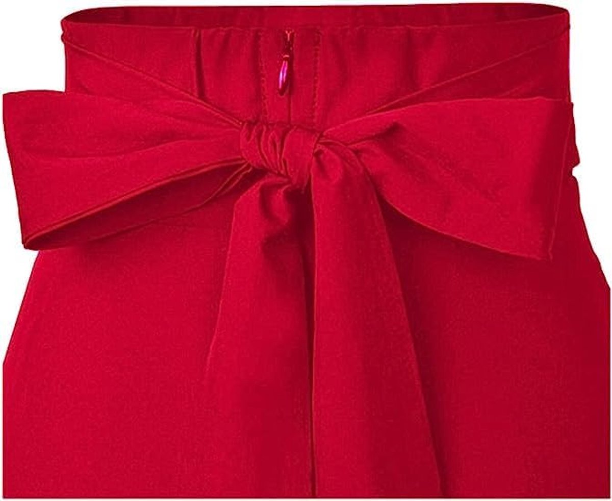 Maxirok voor dames, hoge taille, zakken met zijsplit, lange A-lijn rok, 0 rood, XL