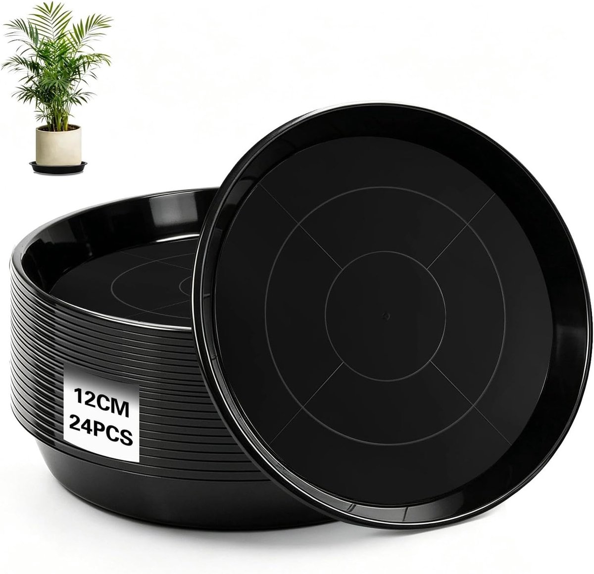 24 stuks bloempotonderzetters 12 cm plantenonderzetters rond