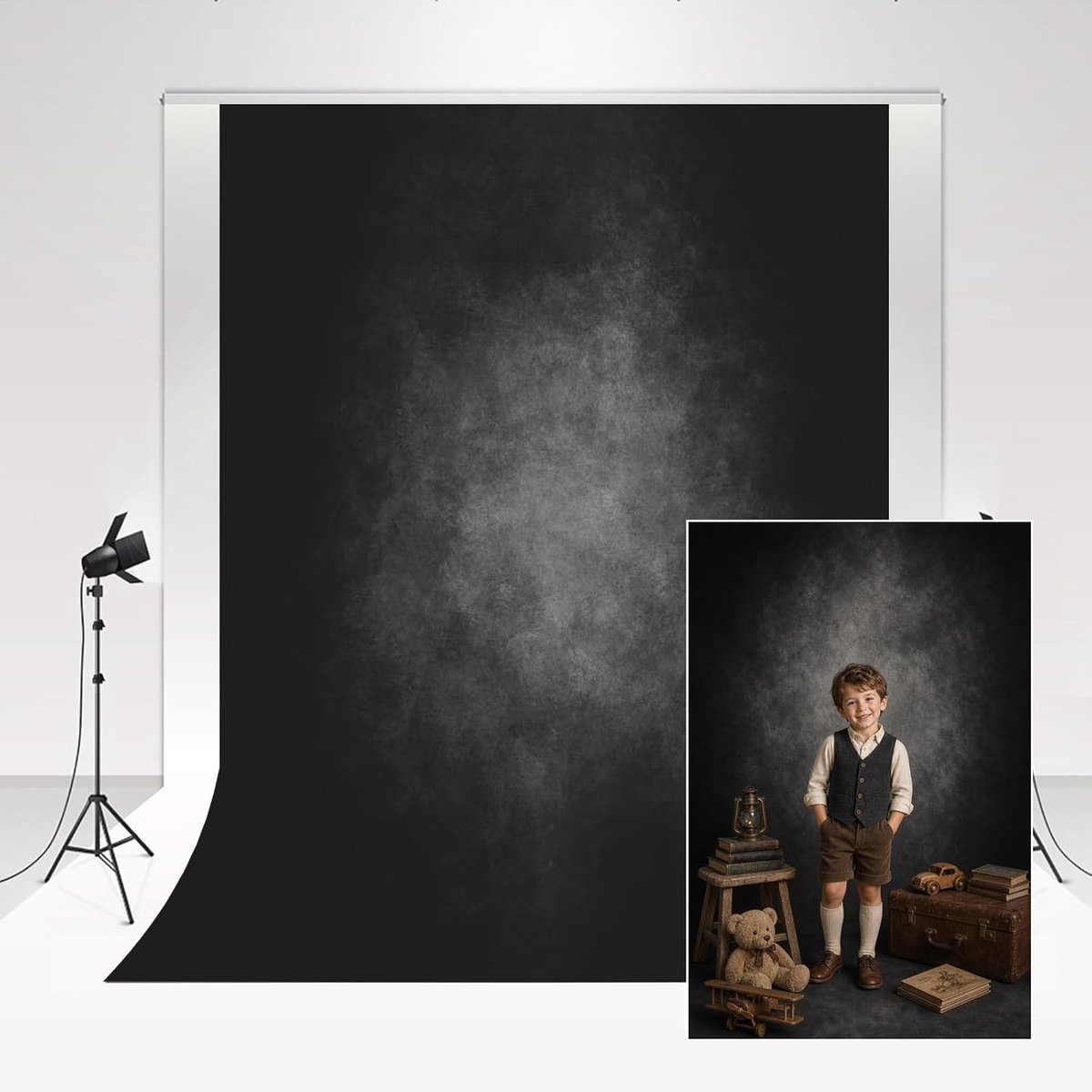 Photocall Fotostudio Achtergrond 2x3m/6.5x10ft Zwart Achtergronden Abstract Rook Grijs Foto Achtergrond voor Fotografie Portret Studio Schieten