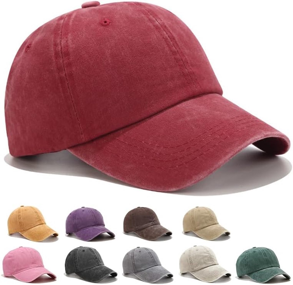 Baseballpet voor dames en heren, unisex baseballpet, 100% katoen, verstelbare vintage baseballpets, effen kleur, geschikt voor buitenactiviteiten, sport en reizen