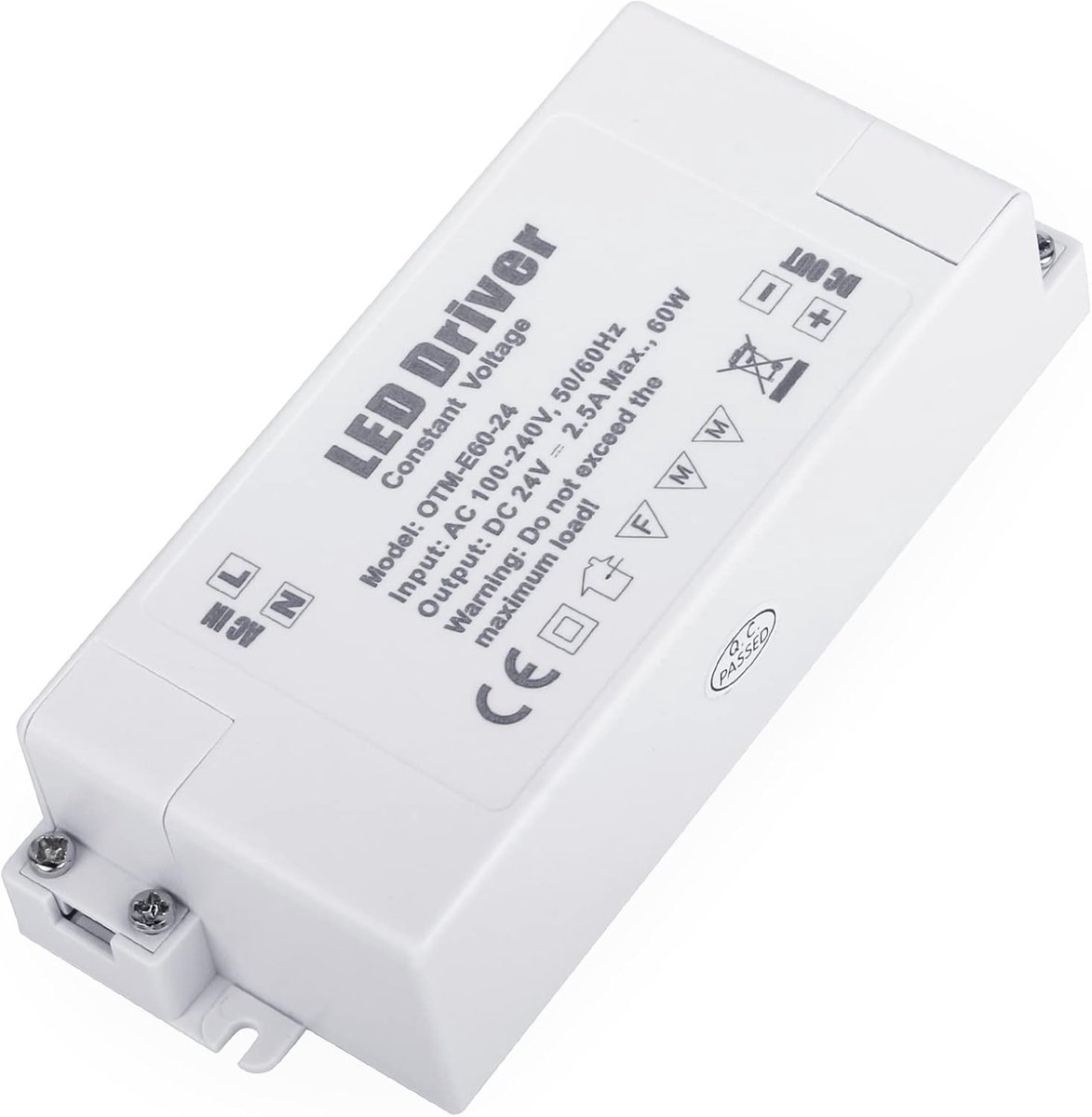 24V 2.5A 60W LED-Stuurprogramma, Universele Gereguleerde AC DC-Stroomvoorziening, Constante Spanningstransformatoradapter voor CCTV-Camerastriplicht G4 MR11 MR16 GU5.3-Lamp (Pak van 1)