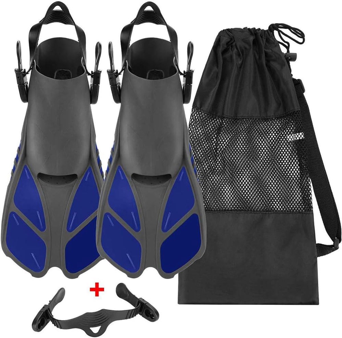 Foot Snorkelen/ Duikvinnen, Verstelbare Reizen Snorkelen Zwemvinnen, Snorkelen Zwemvinnen Duikvinnen Flippers voor Duiken, Snorkelen Apneu Voetzak, Volwassenen Unisex (blauw, L/XL)
