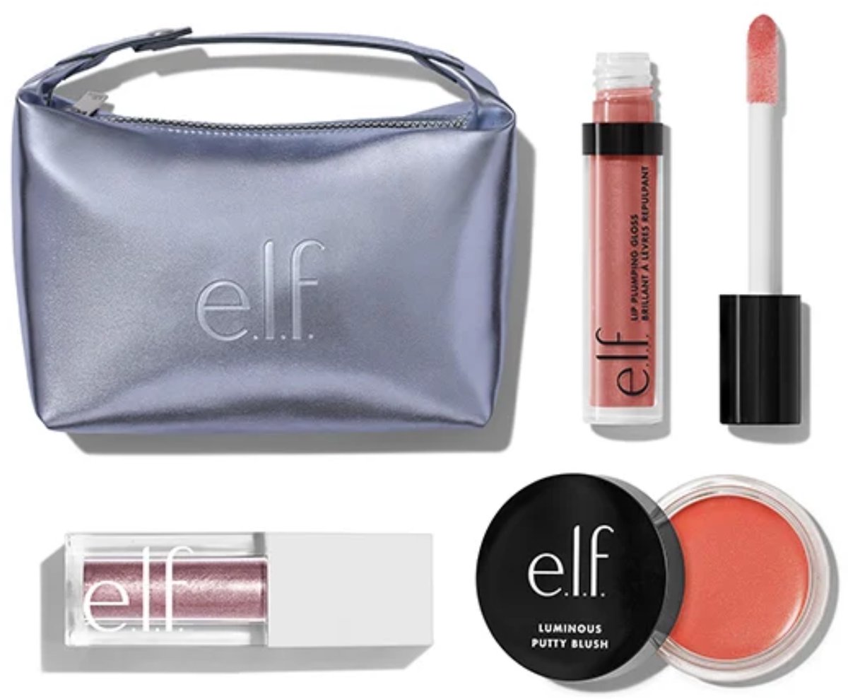 e.l.f. Gleam Come True Set - Make-up Cadeauset met Zilveren Make-uptas
