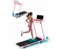 TibaGoods loopband 1-12 km/u - Belastbaar gewicht 130kg - Loopbanden voor thuis - Loopband inklapbaar met helling - Wandelband - Walking pad - Inclusief digitale display - Roze