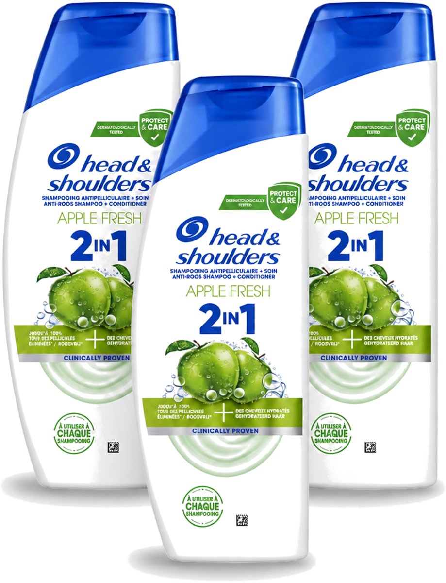 3 x Head & Shoulders – 2-in-1 – Apple Fresh – 300 ml - Voordeelverpakking - 3 stuks