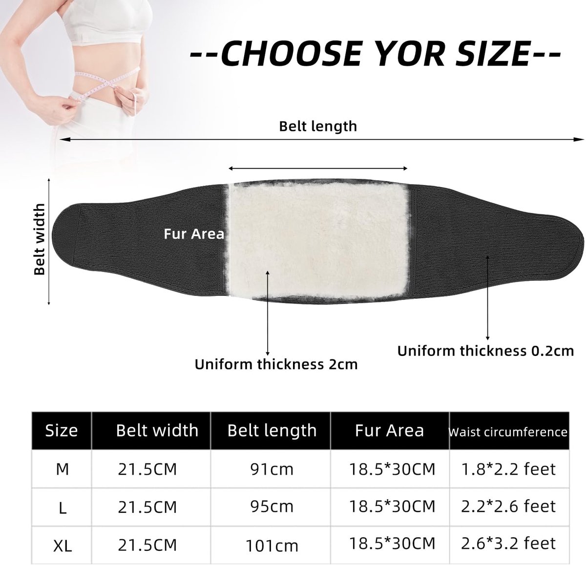 Taillesteun van thermische natuurlijke wol, taillewarmer, lendenwervelsteunriem, gezellige warme buikbescherming voor vrouwen en mannen [1 stuk] (XL, zwart)