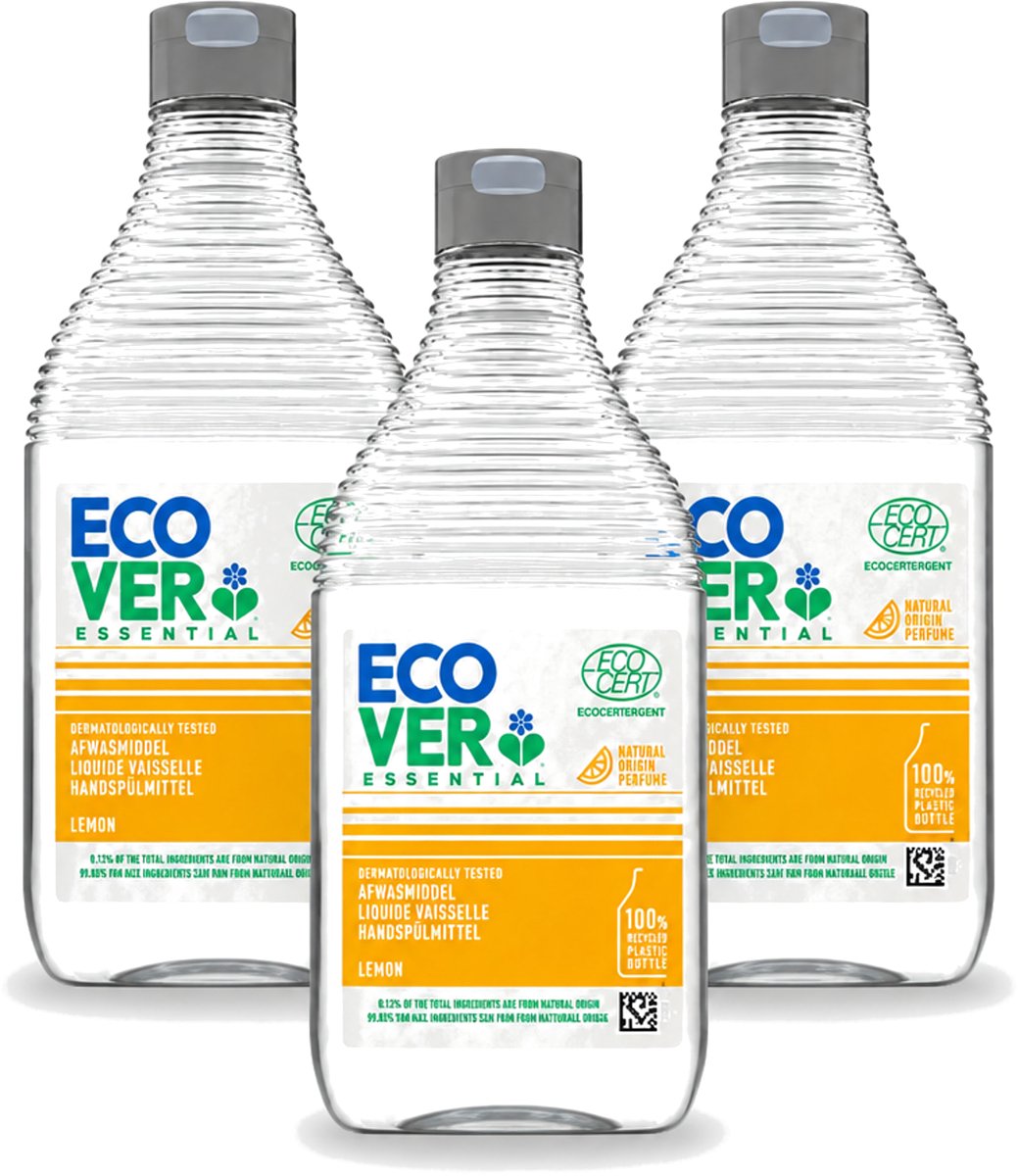 3 x Ecover - Afwasmiddel Essential - Citroen - 450 ml - Voordeelverpakking - 3 stuks