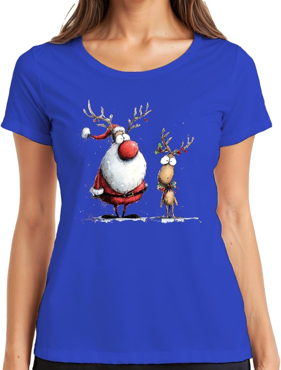Rendier grappig kerstcadeau retro cartoon dames T-shirt