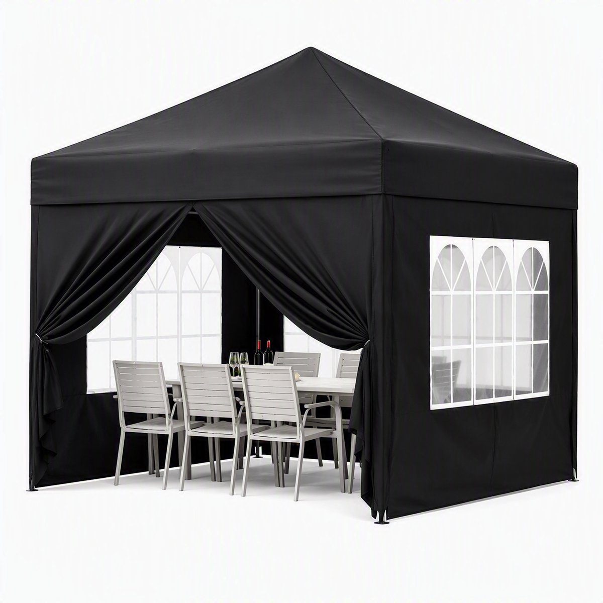 Nutrella - Commerciële Pop-Up Partytent - Tent - Waterdicht - UV-Bestendig - Eenvoudig Op te Zetten - 300 x 300 cm - Zwart
