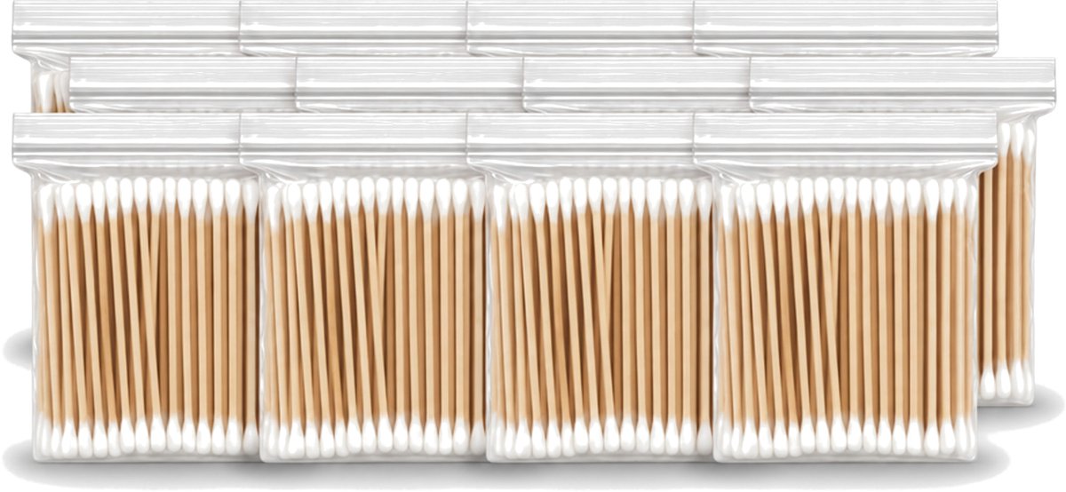 12 x Wattenstaafjes – Hout – Verzorgend – Duurzaam - Voordeelverpakking - 12 stuks