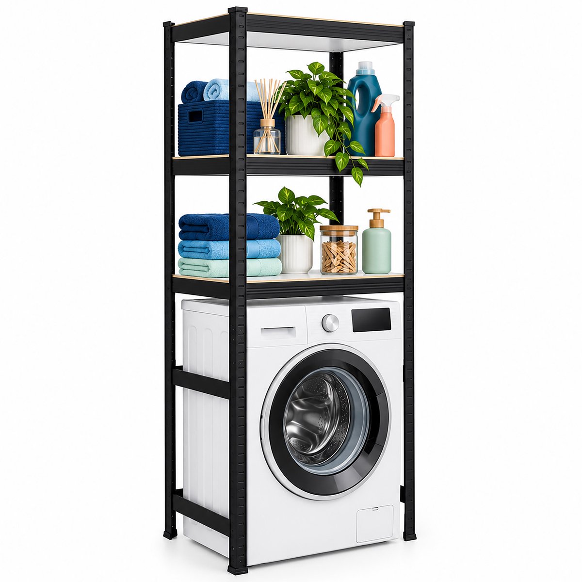 Wasmachine rek - 180 x 70 x 40 cm - tot 600 kg - zwart