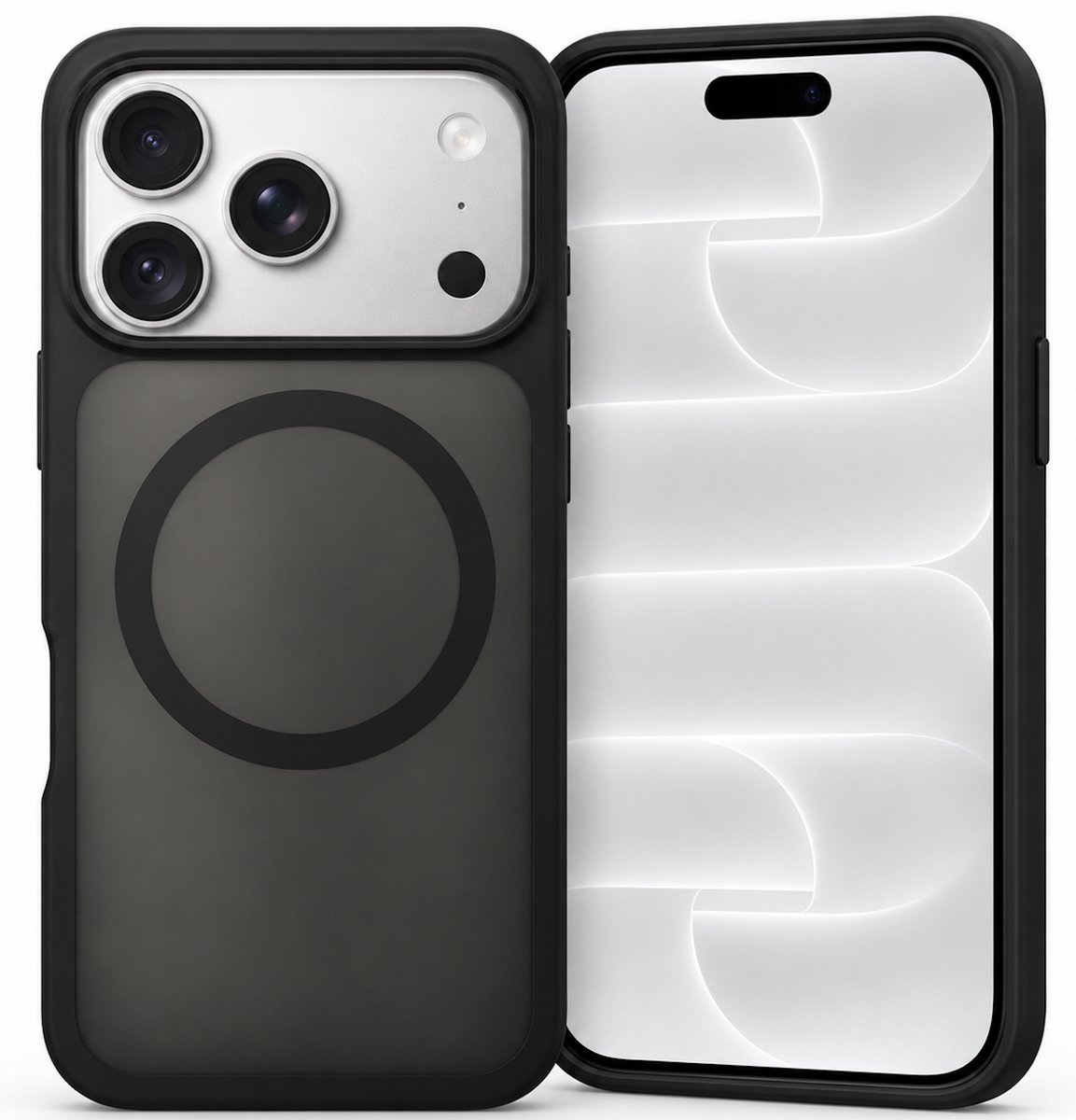 SnapSkin Hoesje geschikt voor iPhone 18 Pro / 17 Pro - Geschikt voor MagSafe Case - Semi-Transparant Zwart