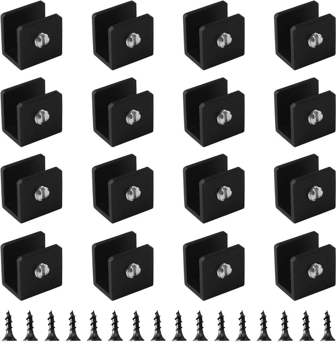16 stuks glazen plankbeugel, wandgemonteerde verstelbare glazen plank klemclips gepolijst chroom aluminiumlegering klemhouders geschikt voor 6-8 mm dikte (vierkant)