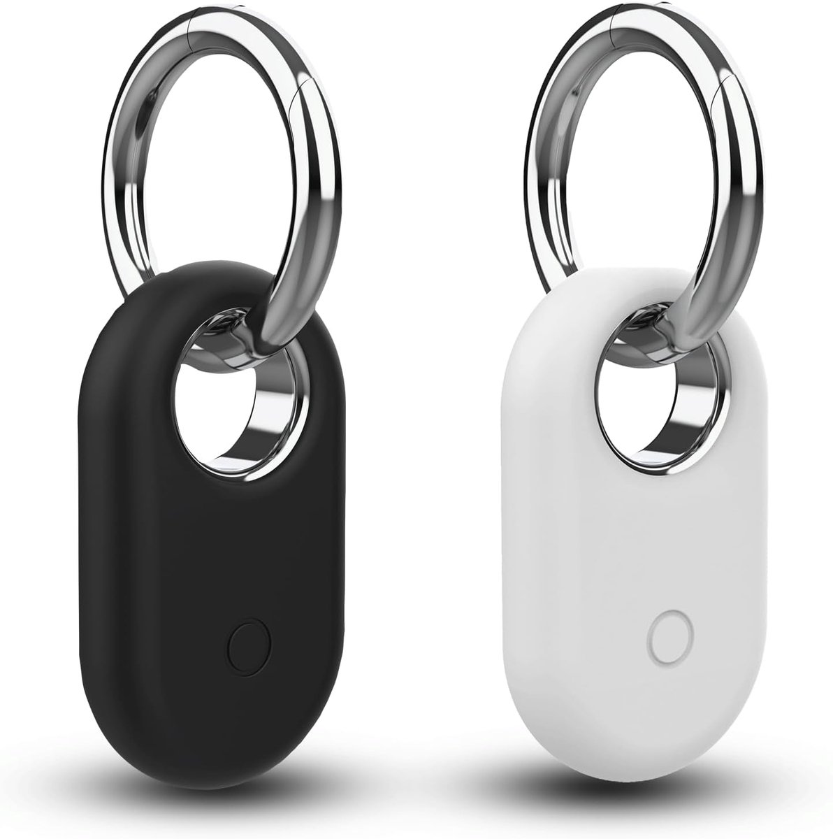 Telefoonhoesjes voor Samsung Yilgviza SmartTag 2, sleutelhanger, siliconen beschermhoes tegen krassen, 2 stuks, wit + zwart