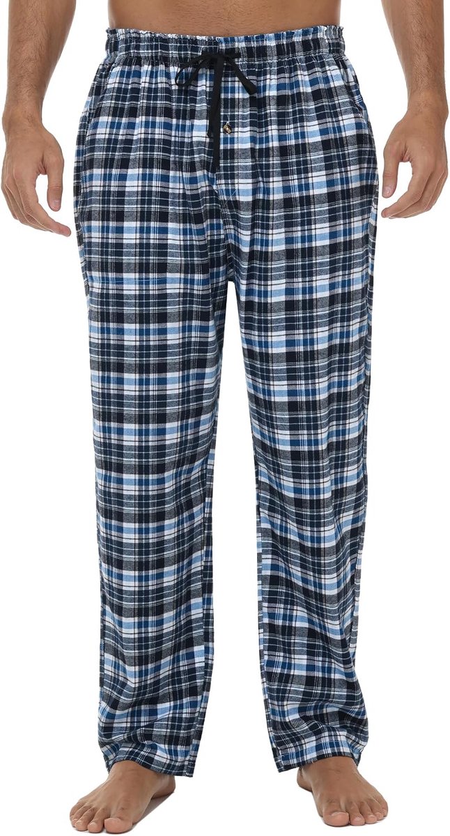 Pyjamabroek voor heren, lange katoenen pyjamabroek voor heren, zacht, ademend, loungewear, pyjamabroek, zakken
