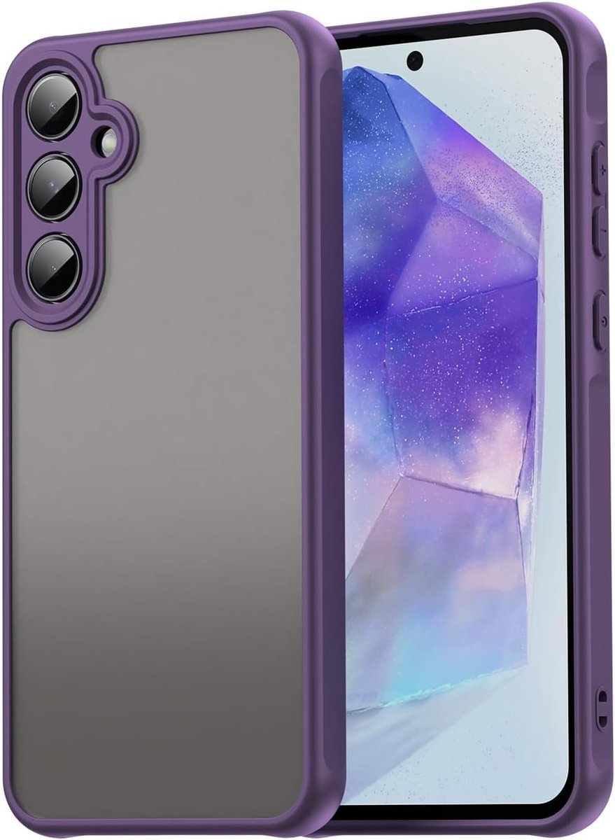 Hoesje voor Galaxy A55 5G hoesje/voor Samsung A 55 SM-A556B doorschijnende hoesjes, matte slanke bumperhoes met militaire bescherming, schokbestendig, robuust telefoonhoesje voor Samsung