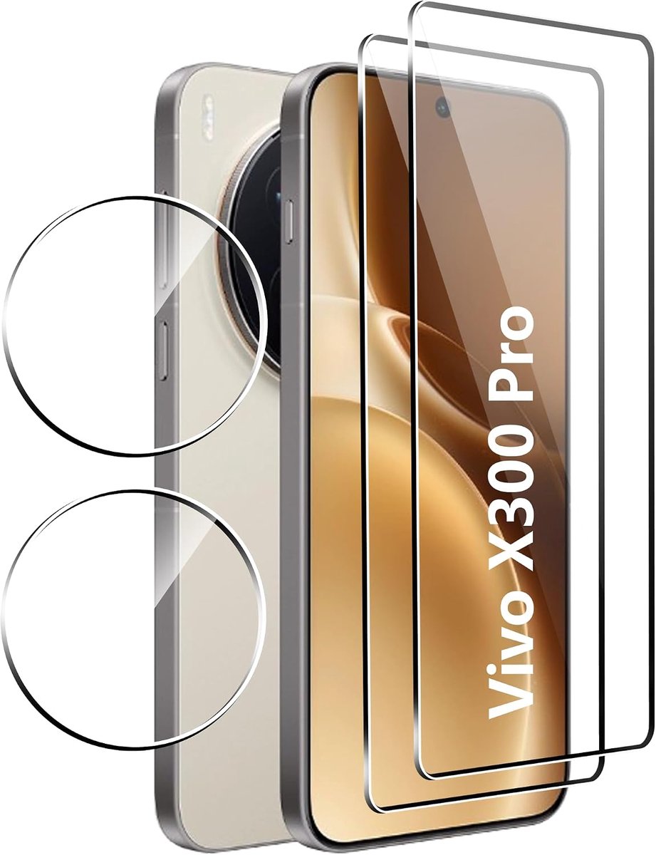 Displaybeschermfolie voor Vivo X300 Pro, 2 + 2 stuks, zonder luchtbellen, hardheidsgraad 9H, krasbestendig, anti-vingerafdruk, 2 stuks