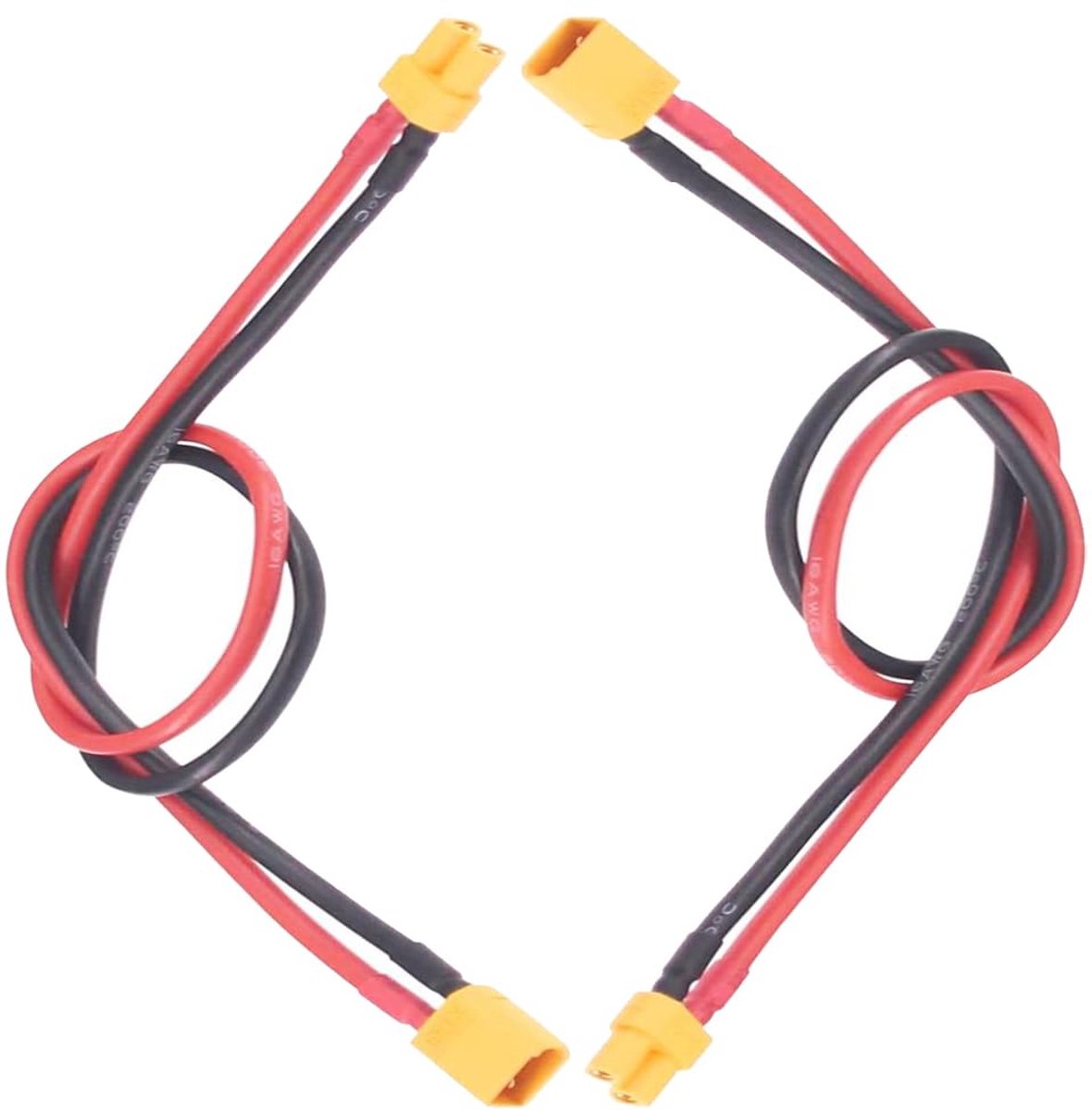 2 stks XT30 Mannelijke Plug Connector naar XT30 Vrouwelijke Plug Connector Adapter Verlengkabel met 30Cm 16AWG Siliconen Draad