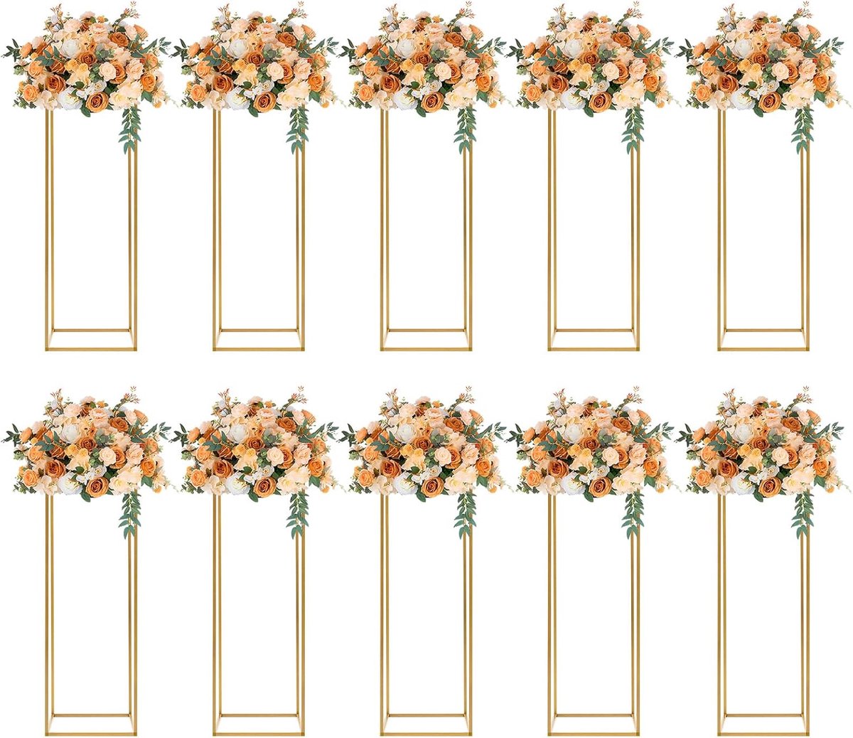 10 stuks metalen bloemenstandaard plantenstandaard plantenstandaard gouden bloemenhouder voor bruiloft decoraties decoratie van bars 27x27x80cm
