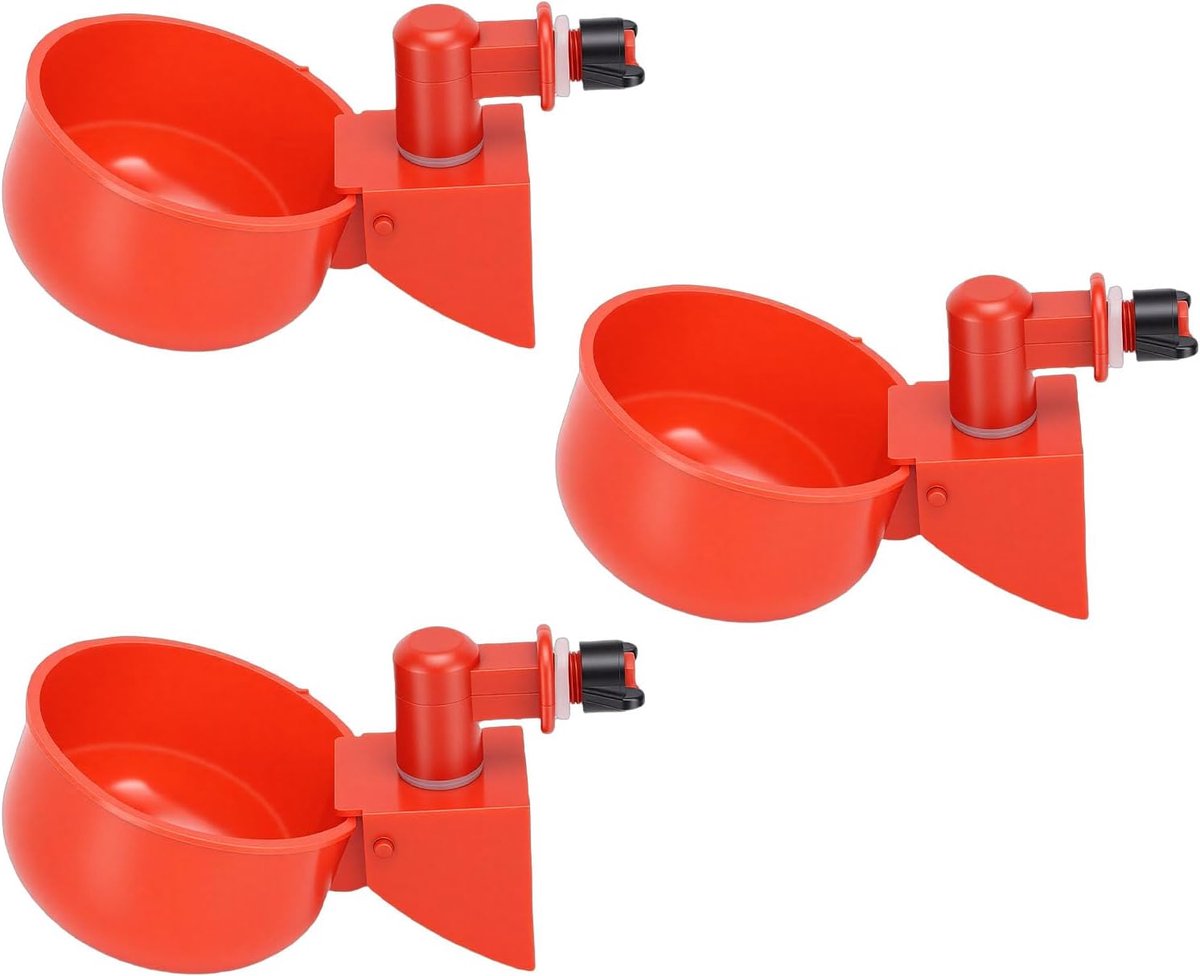 Waterbakbekers voor Kippen, Lekvrije Automatische Watertoevoerset voor Gevogelte, Eenvoudige Installatie Kippen, Eenden, Kalkoenen, Kunststof (10PCS bekers en boor)