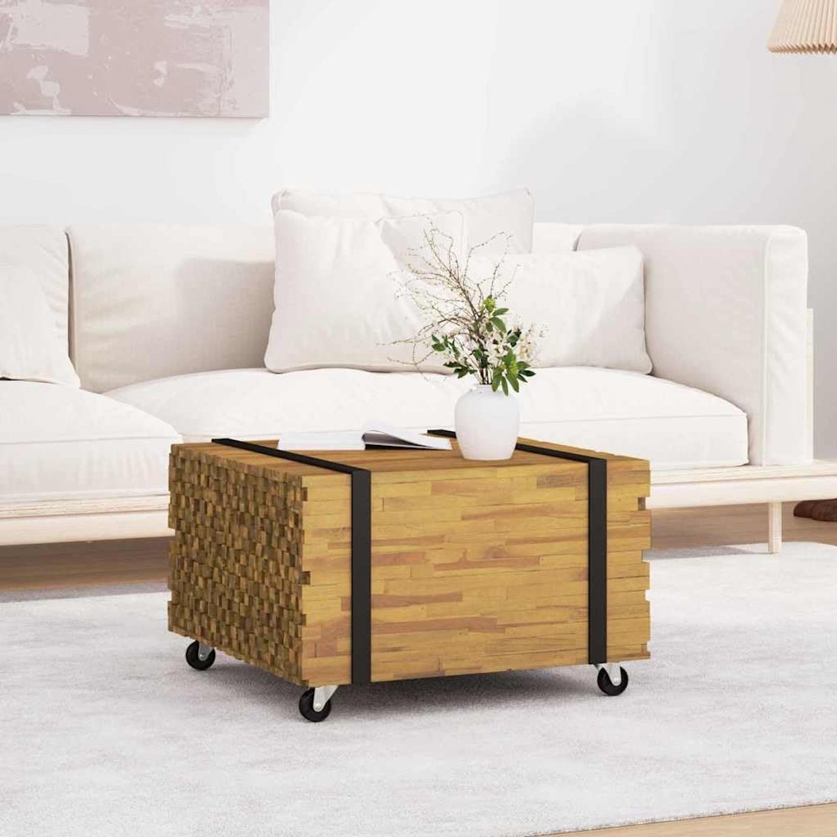 Teakhouten Moderne Woonkamer Salontafel 60x60x38 cm Bruin