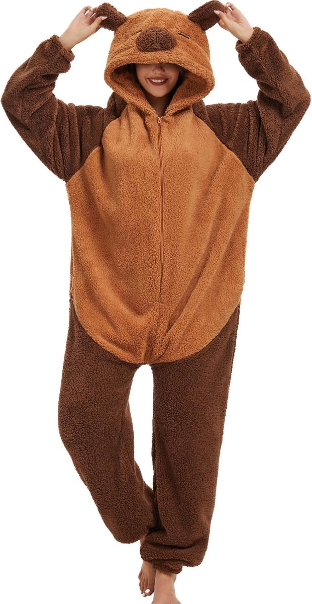 Eendelige pyjama voor dames, onesie voor volwassenen, dierenkostuum, jumpsuit, uniseks, behaaglijk, cosplay, pyjama, carnaval, Kerstmis, Halloween