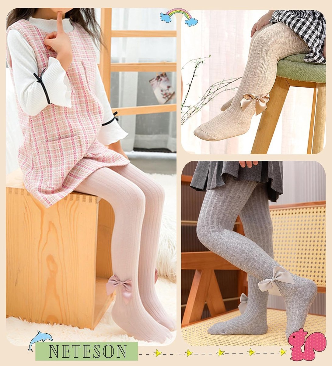 3 paar meisjespanty's, katoen, ademend, thermisch, gebreid, leggings, naadloos, baby