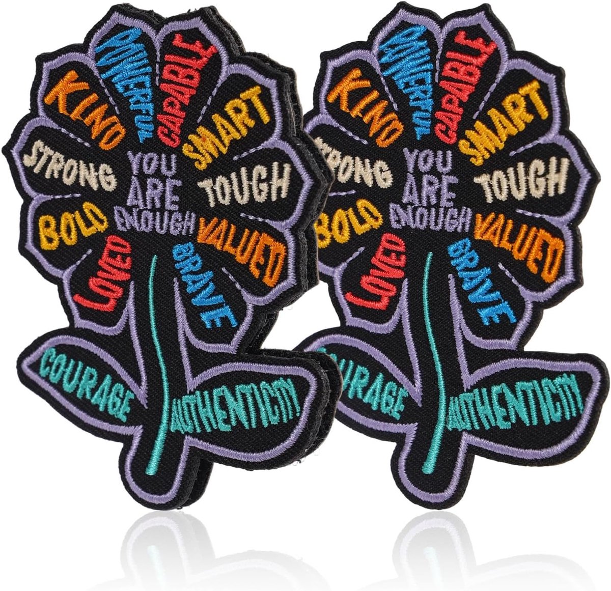 2 Stuks You Are Enough Patches, 8cm Bloemen Borduursel Striktpatch Motiverende Patches voor Kleding Rugzakken Petten Jeans Tassen DIY
