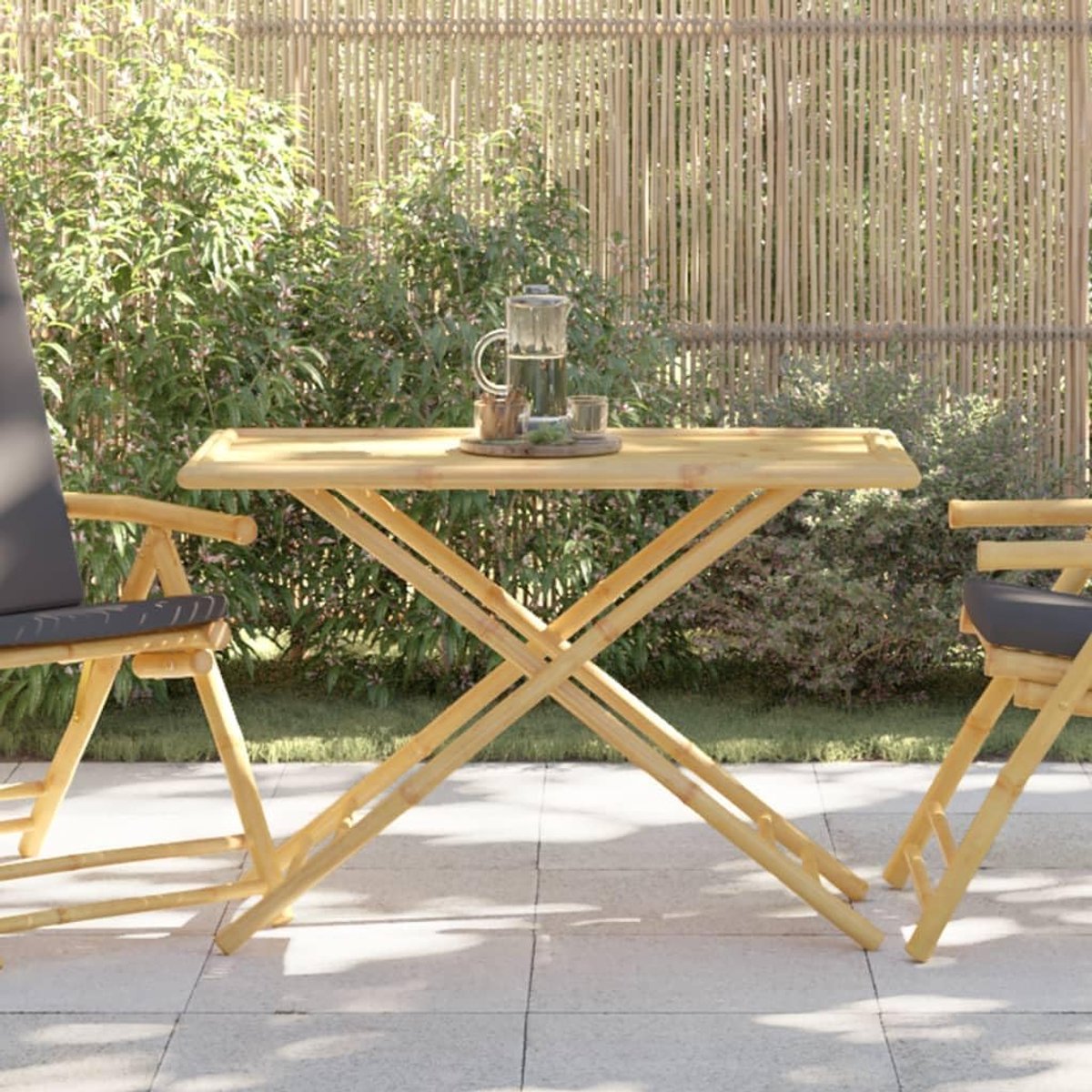 Theetafel, tuintafel, eettafel, terras-theetafel, tuinmeubelen, tafel, balkontafel, inklapbaar, 110 x 55 x 75 cm, bamboe