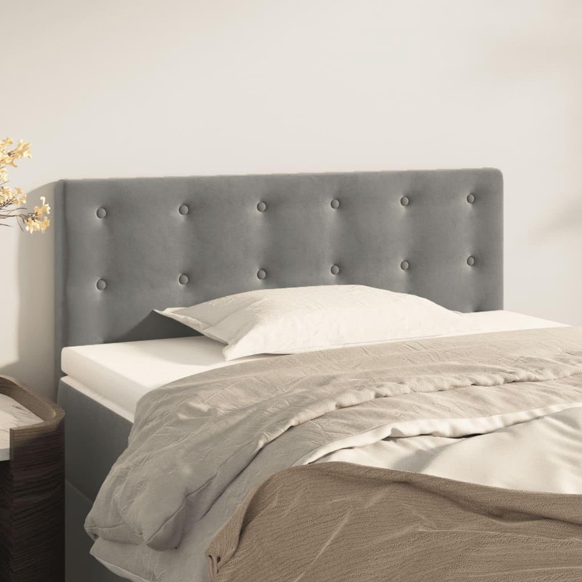Hoofdeinde lichtgrijs 100 x 5 x 78/88 cm fluwelen hoofdeinde voor slaapkamer slaapkamer hotels