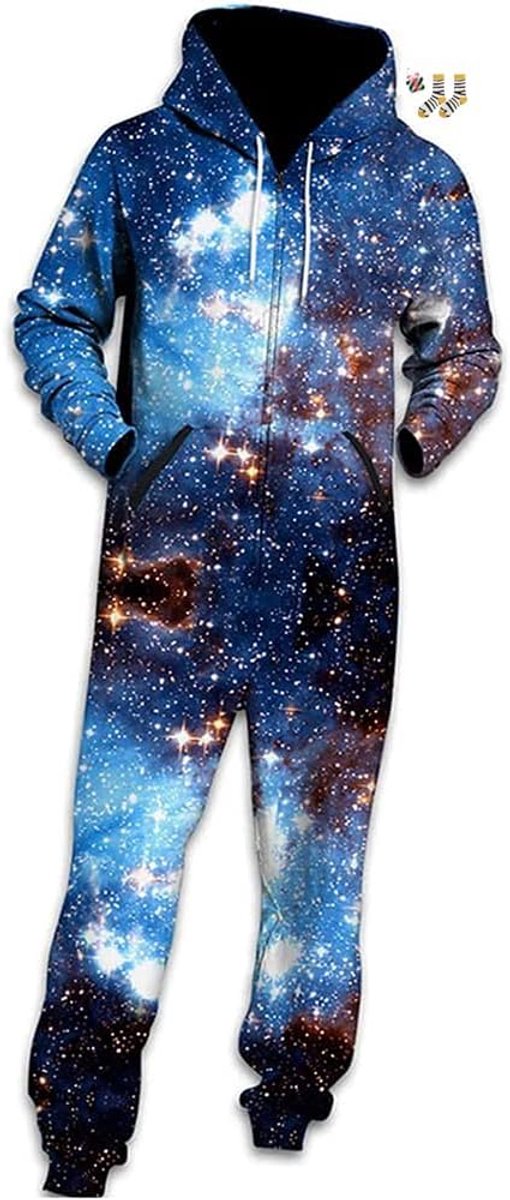 Unisex Onesie Hoodie, Volwassen 3D Print Jumpsuit Stijlvolle Bedrukte Eén Zip Playsuit Hooded Herfst Warme Pyjama Plus Size Nachtkleding Casual wear