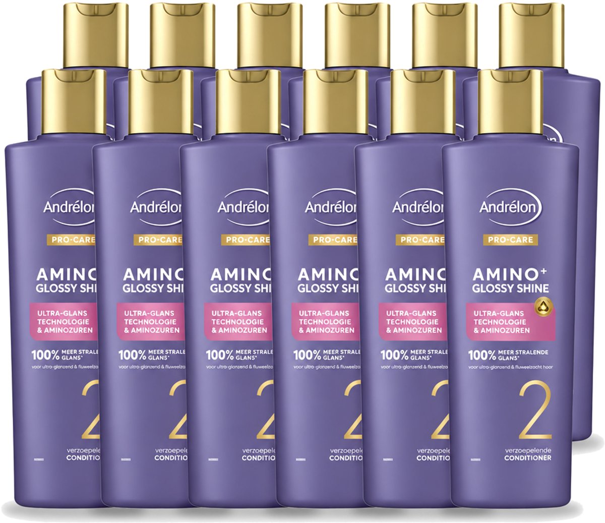 12 x Andrélon – Conditioner – Pro Care Amino+ Glossy Shine – 250 ml - Voordeelverpakking - 12 stuks