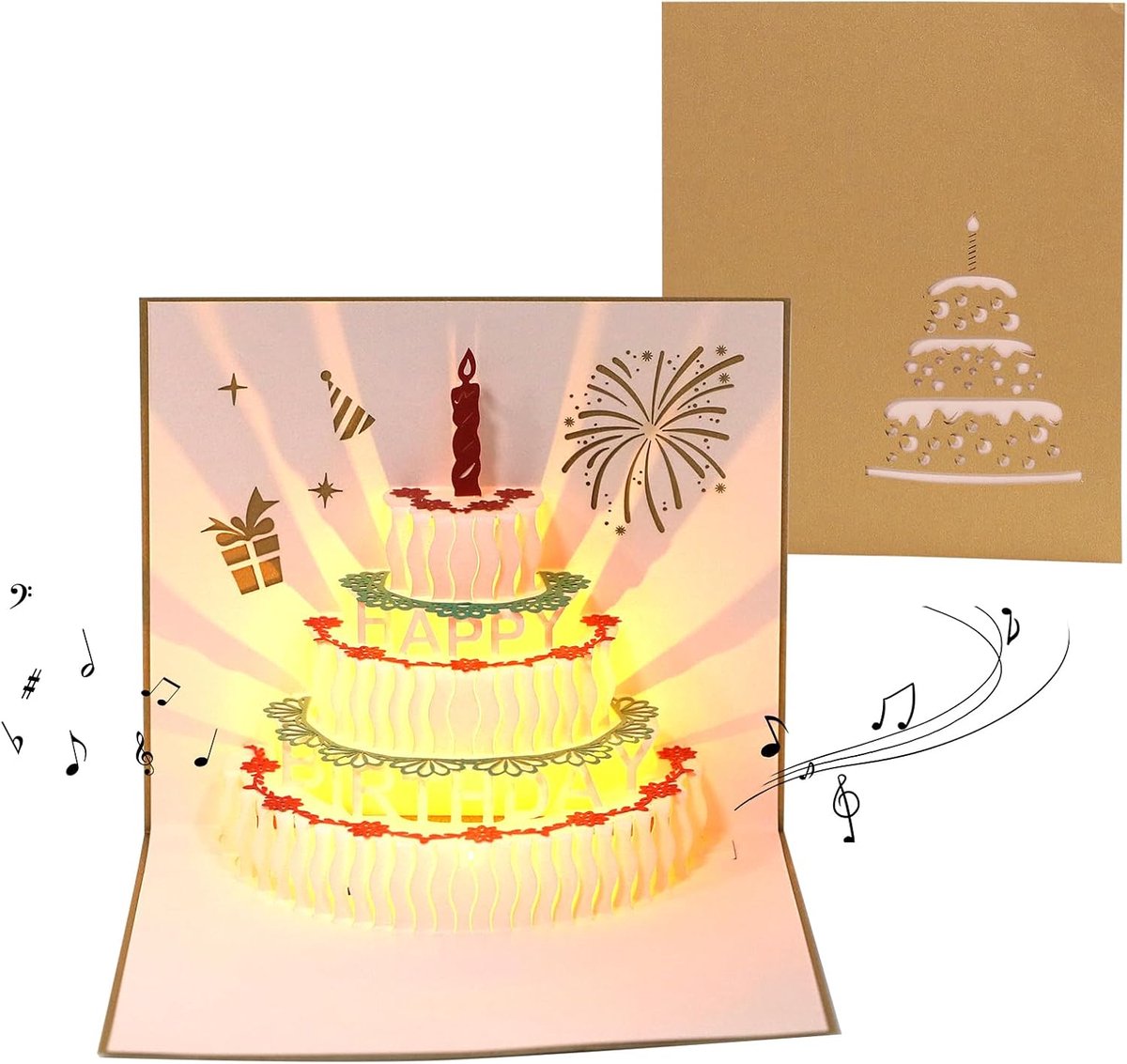 3D-verjaardagskaarten met muziek, 3D pop-up kaart, verjaardag met muziek voor je familie, vrienden en geliefden, speciaal, 3D-cadeaukaart, verjaardag, met mooie papier-cut