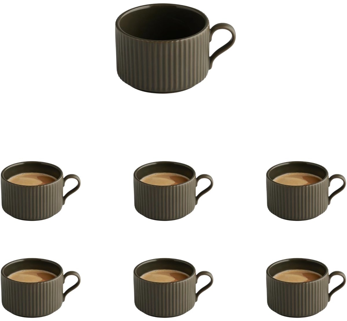 APS The Grid Cappuccinokopjes - Luxe Kopjes - Bruin - 200 ml - set van 6