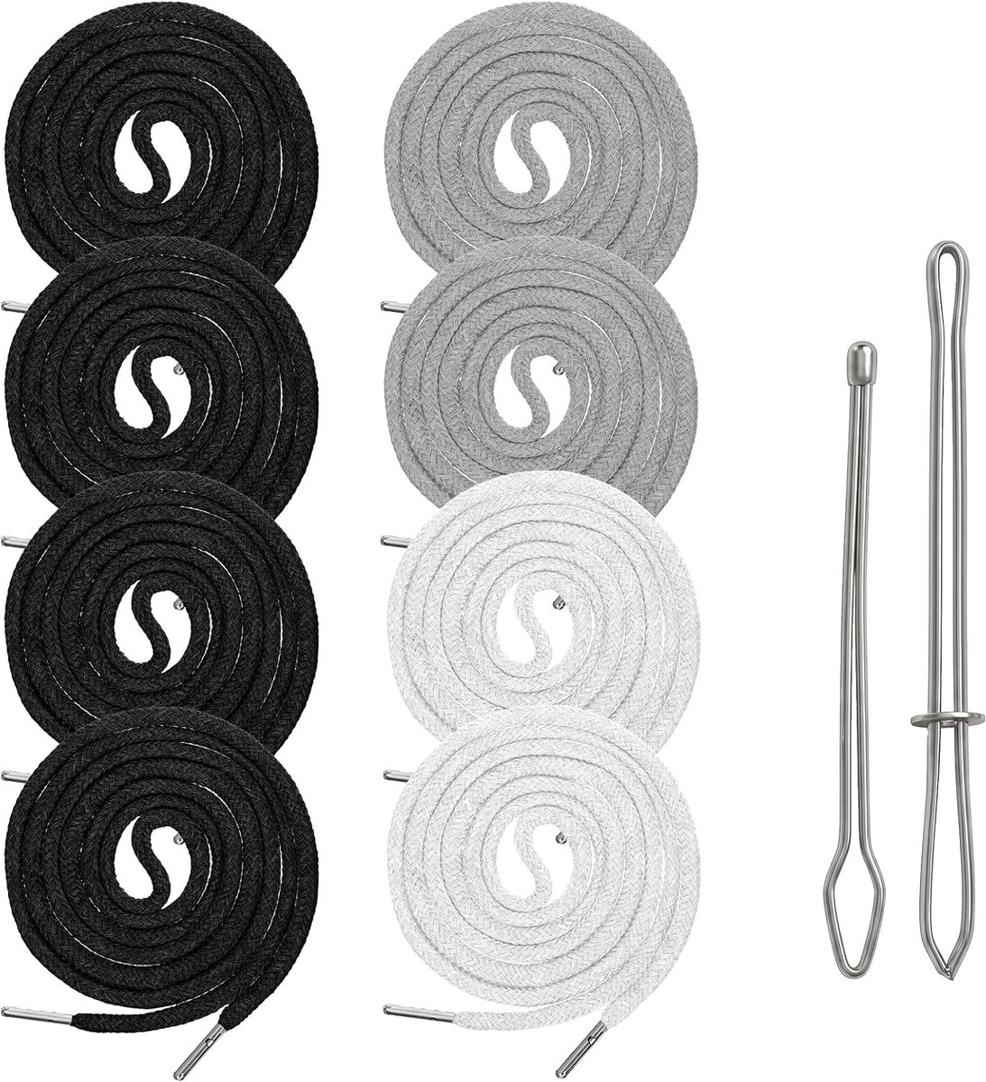 8 stuks vervangend trekkoord voor broeken, trekkoord voor joggingbroek en hoodies, verstelbare broekband met doortreknaald, ronde katoenen trekkoorden voor joggingbroek