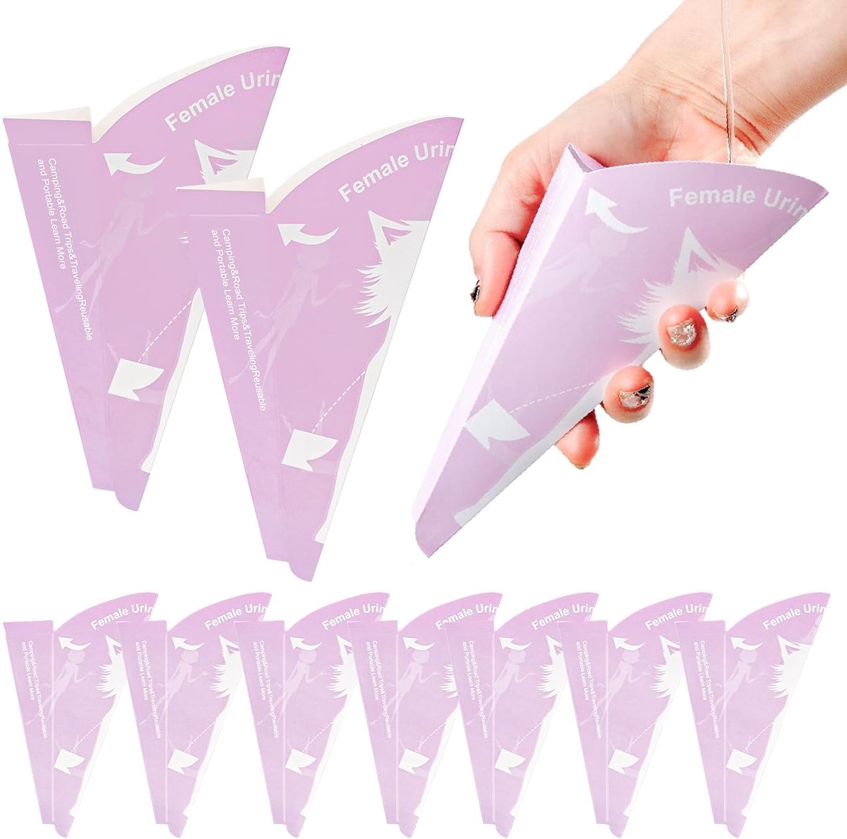 10 stuks urinoir voor vrouwen, papieren urinoir trechter, reisurinoir vrouwen staan, plashulp voor vrouwen onderweg, vrouwelijke papieren urinoir vrouwen voor zwangere kamperen, wandelen, outdoor