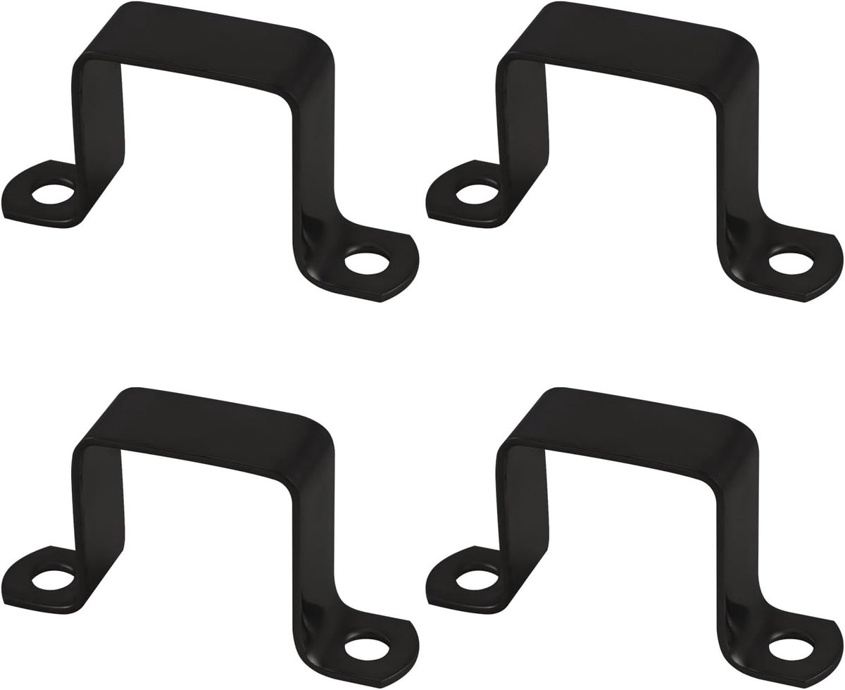 Dailygoods- Buisklem Roestvrij Staal - 4 Stuks - Zwarte Beugel - U-vormige Klem - Vierkante Buisbeugel - 3,8 x 3,8 cm - Pijpklem
