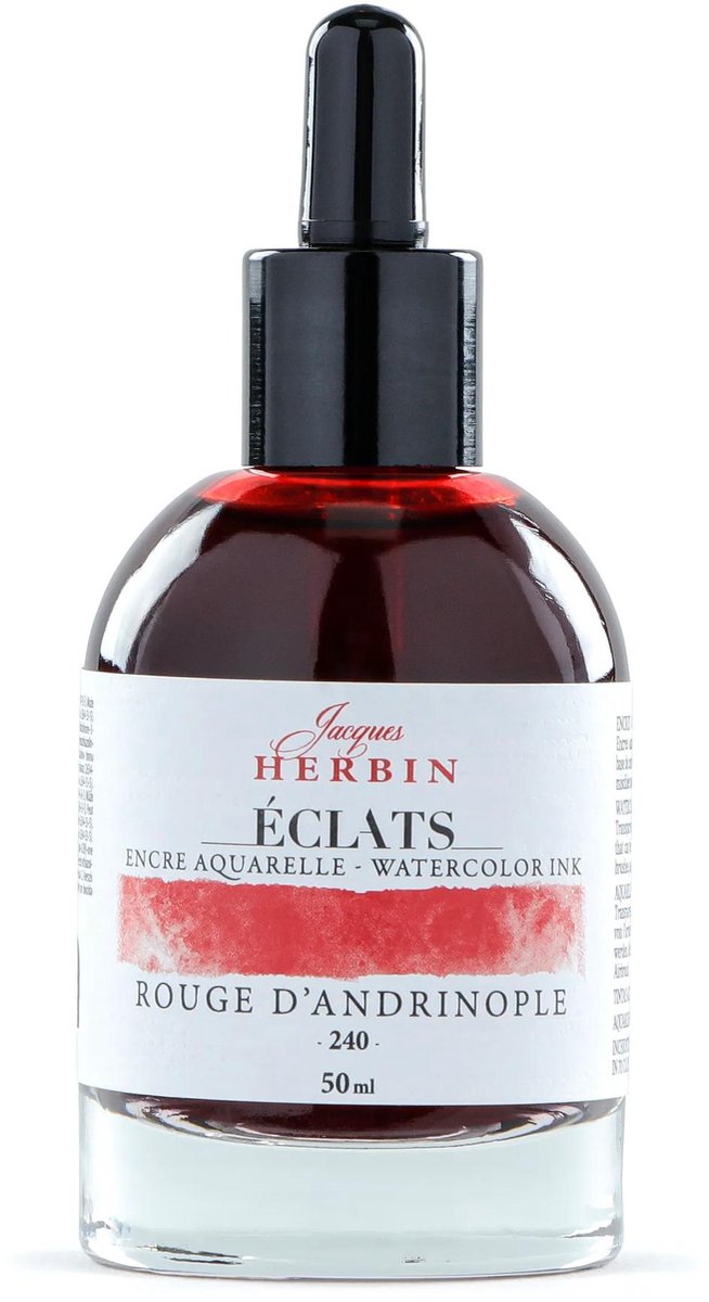 Jacques Herbin Éclats – Aquarel Inkt – Vloeibare Aquarelverf – Andrinopel Rood – 240 – 50 ml
