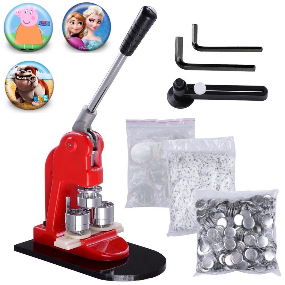 44 mm Knopmaker 1,73 Knop en Badgemaker, Druk op Punch Persmachine met 1000 Knoppen (1000 stuks)