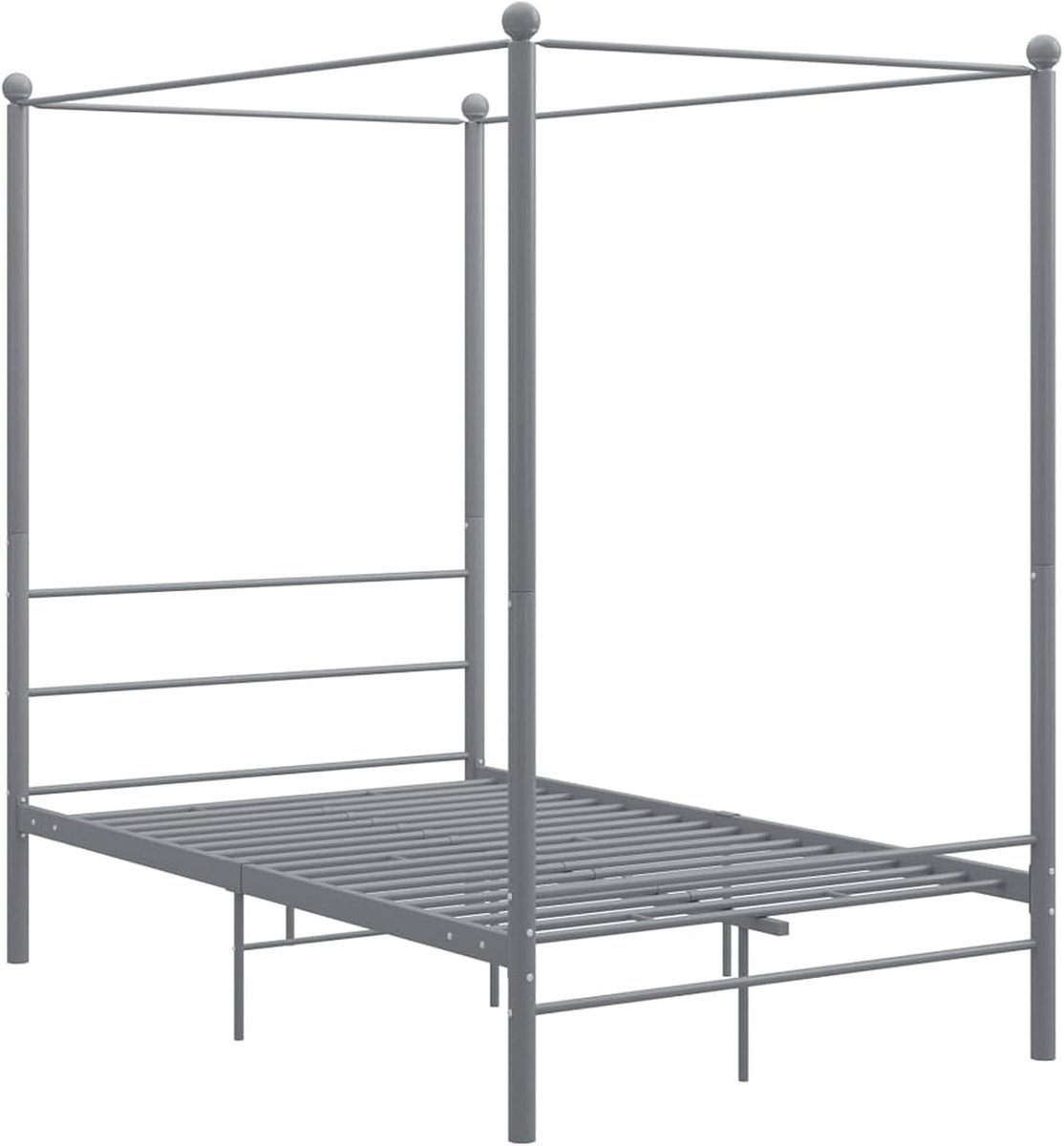 Metalen bed ledikant eenpersoonsbed jeugdbed slaapkamer bed grijs metaal 140x200 cm