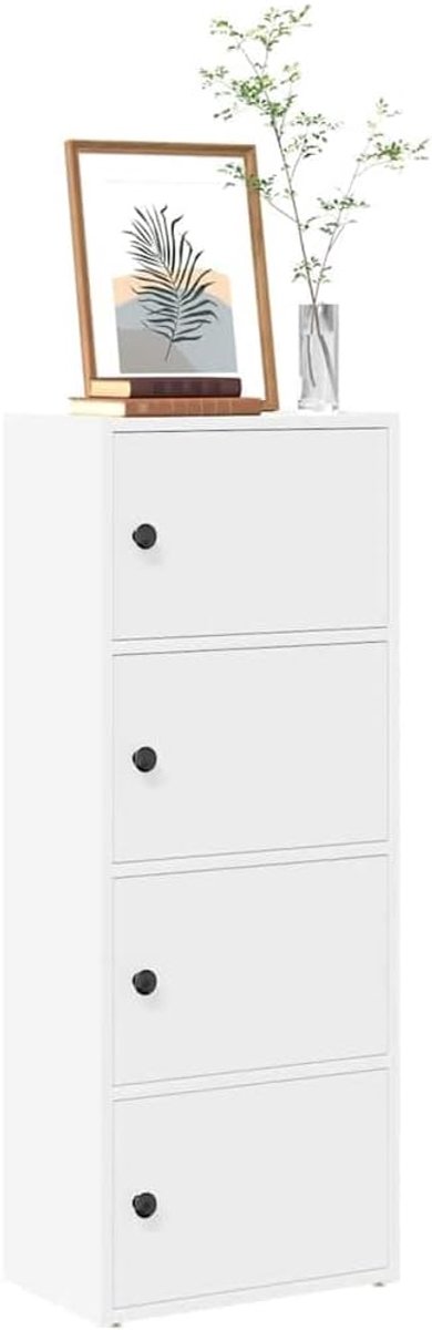 Boekenkast, boekenkast, opbergplank, boekenplank, geschikt voor hal, werkkamer, kantoor, slaapkamer, wit, 40 x 24 x 102 cm, houtmateriaal
