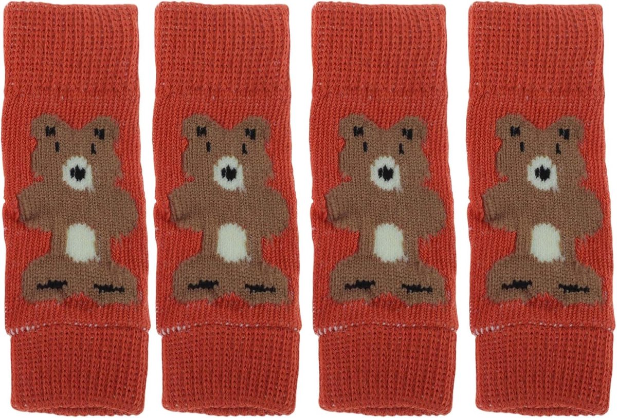 Set van 4 hondenbeenwarmers winter zachte warme gebreide hondenbeenbeschermers hondenbeenbeschermers gewrichtsbescherming geschikt voor kleine honden kittens puppy's klein rood
