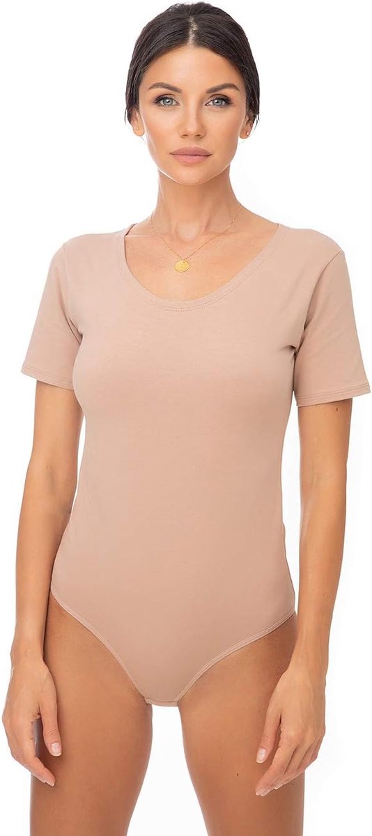 Damesbody met korte mouwen, T-shirt bodysuit van katoen, korte mouwen, elegant, damesondergoed