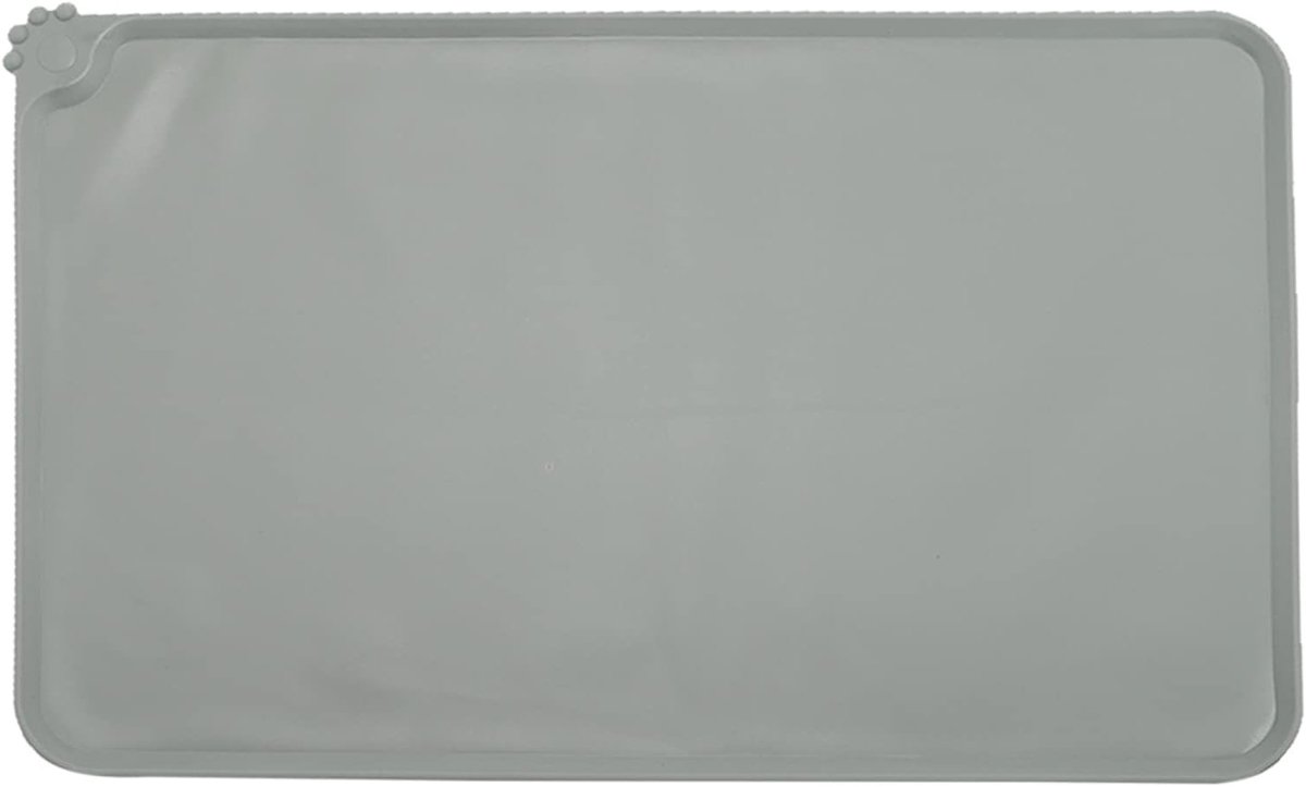 Voerbakmat voor honden en katten, antislip, voedermat, waterdichte siliconen voedermat, 48 x 30 cm, grijs