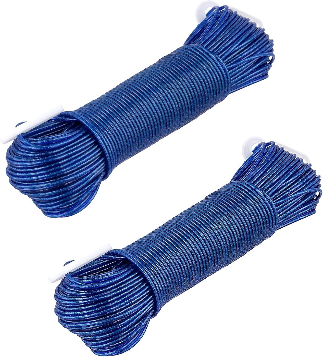 Dailygoods- Waslijn 50m Stalen Kern - 2 x Waslijn Touw - Heavy Duty - Roestvrij en Waterdicht - Stevige Constructie - Ideaal voor Buiten - Waslijntouw