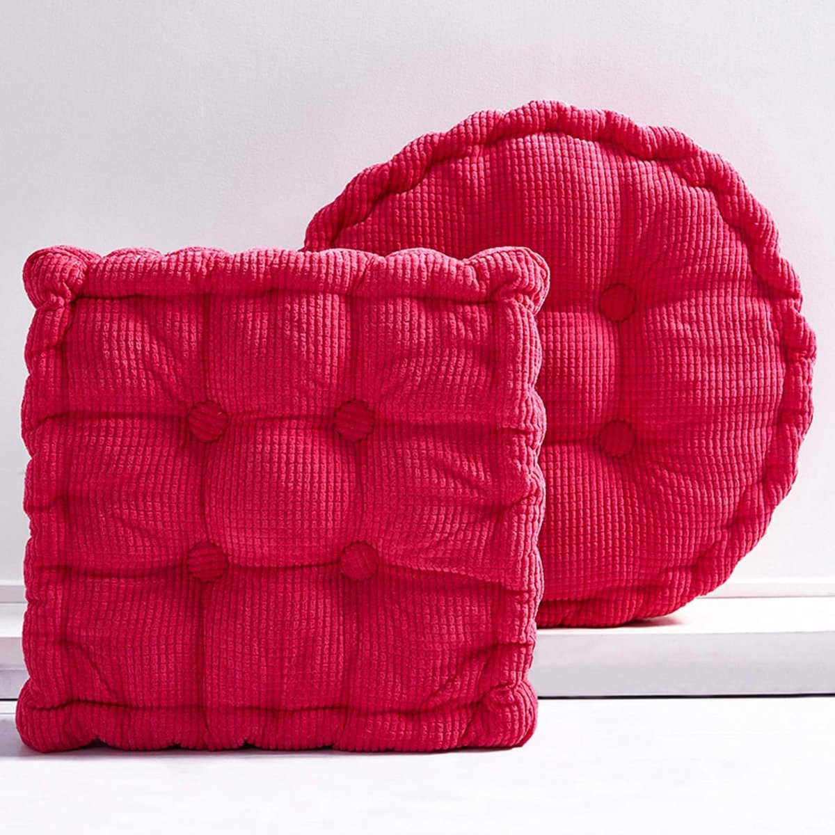 Bureau/Zitkussens/Pluche/Stoel Pad/Corduroy Mat Relax Taille Rugleuning/Zitkussen/Winter Warme Stoel Mat voor Thuiskantoor-Rood Vierkant-45x45x8cm (18x18x3inch)