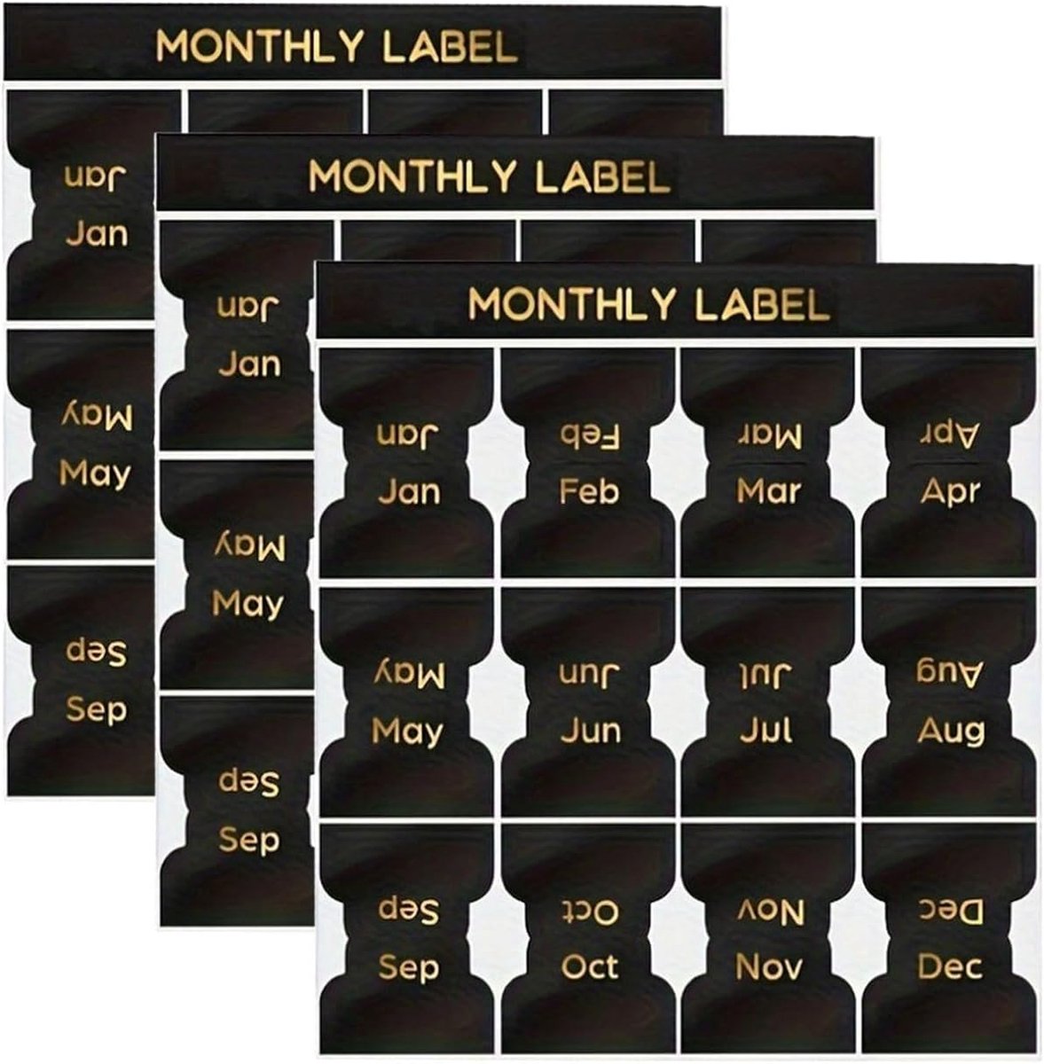 Dailygoods- Maandsetiketten Waterdicht - 36 Stuks - Kalenderstickers - Maandtabbladen - Planners - Scheurvast - Duidelijke Print - Plannertabs