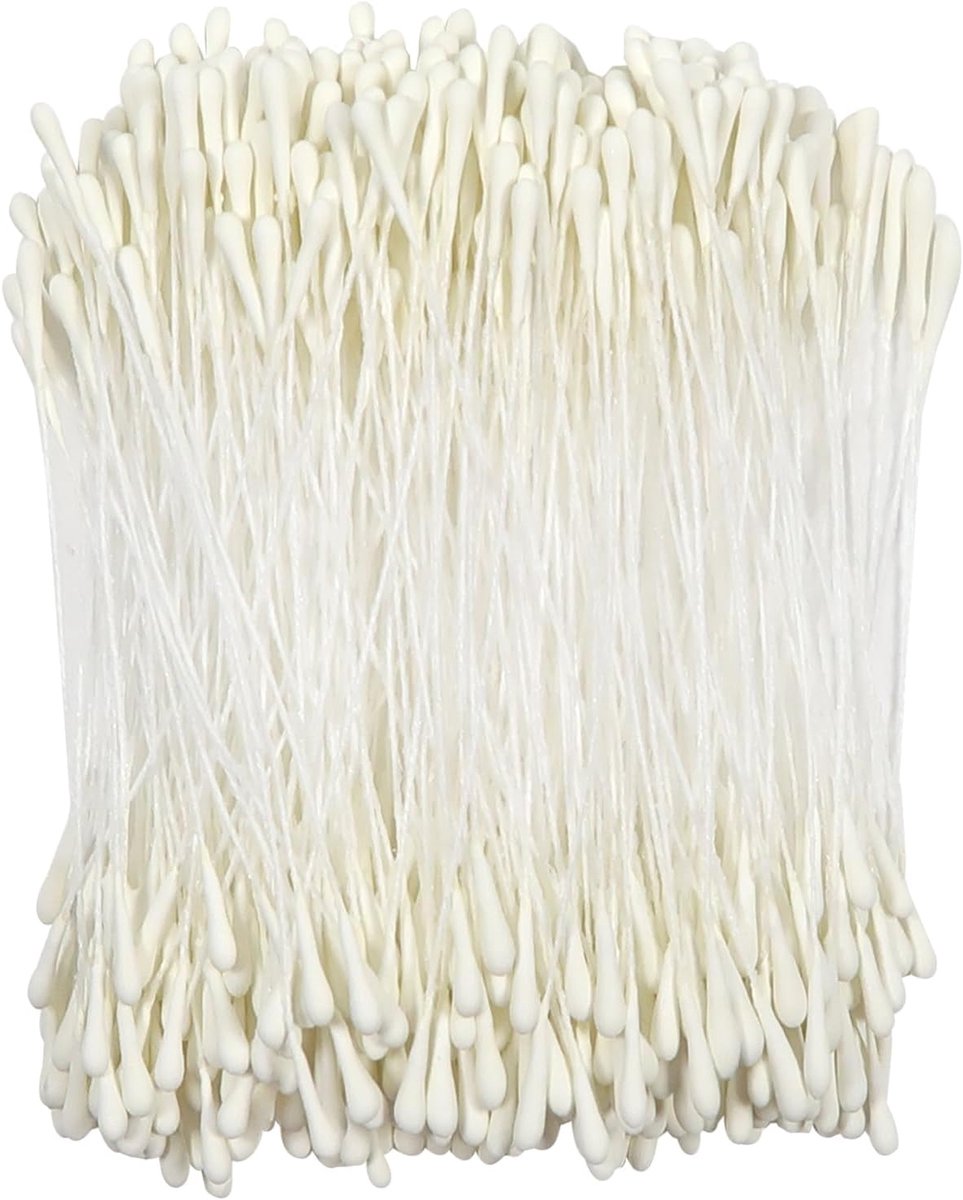 Dailygoods- Pijpenreinigers 380 Stuks - Bloemen Meeldoppen - Dubbele Koppen - Kunstbloem Meeldraden - Gips/Touw - 2 mm/6 cm - Bloemenmeeldraden