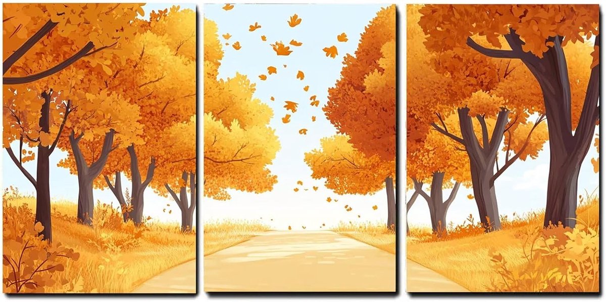 3 stuks moderne afbeeldingen herfstprint op canvas met lijst, boom moderne afbeelding woonkamer poster, foto voor slaapkamer, woonkamer, keuken, eetkamer, bar decoratie, geschenken voor dames, 45 x 70